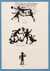 Trois silhouettes de footballeurs