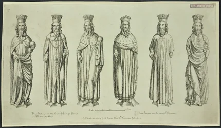 Trois statues sur la Cour du Banc du Roi à Westminster Hall et trois sur la Cour de la Chancellerie, 1784