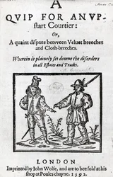 Page de titre de A Quip for an Upstart Courtier par Robert Greene, 1592