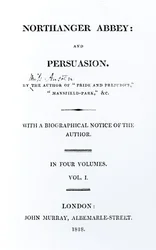 Page de titre de Northanger Abbey et Persuasion par Jane Austen, première édition, 1818