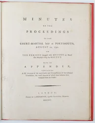 Page de titre des Minutes des procédures de la cour martiale tenue à Portsmouth, le 12 août 1792, publiée à Londres, 1794