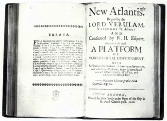 Pages de titre de New Atlantis de Francis Bacon, édition publiée en 1660