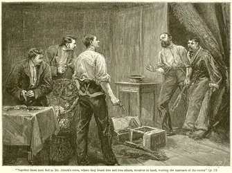 Ensemble, ces hommes ont fui vers la chambre de M. Alcock...