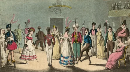 Tom et Bob exhibant leurs figures à un bal costumé