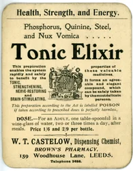 Étiquette de Tonic Elixir, début