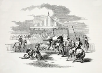 Tournoi à Nevyn, dans le Caernarvonshire, publié au 19ème siècle (gravure sur acier)