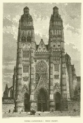Cathédrale de Tours, façade ouest (gravure)