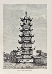 Tour de Long Hua, Shanghai, illustration de La Géographie Universelle, la Terre et ses habitants, publiée en 1878