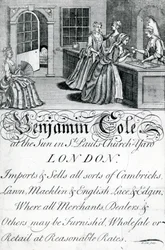 Carte de visite, Benjamin Cole, commerçant londonien (gravure)