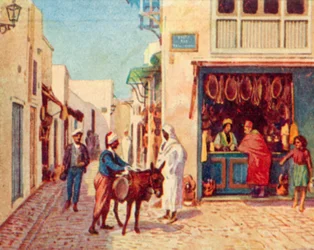 Tunis, rue dans la ville arabe