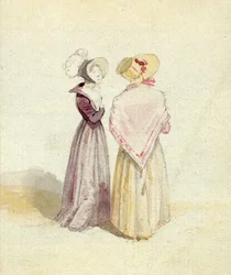Deux femmes en bonnets, vers 1825