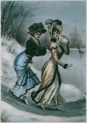 Deux jeunes dames avec des manchons