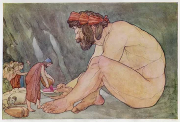 Ulysse offrant du vin au Cyclope