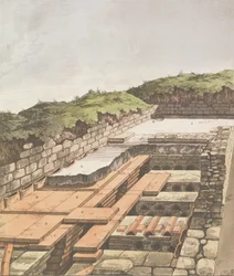 Système de chauffage souterrain pour une villa romaine en Angleterre, publié en 1797