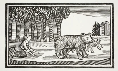 Valentin et Orson, illustration de Chap-books du XVIIIe siècle par John Ashton, pub. 1882