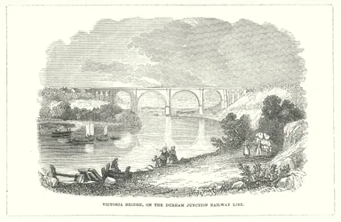 Victoria Bridge, sur la ligne de chemin de fer Durham Junction (gravure)