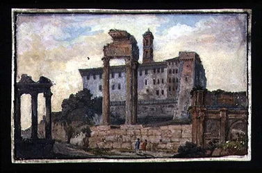 Vue du Capitole et des temples de Castor et Pollux, Rome, c.1800