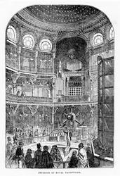 Vue du Panopticon royal des sciences et des arts, vers 1855 (lithographie)