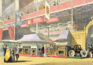 Vue du stand de la quincaillerie de Sheffield et des expositions de Great Lane Works à la Grande Exposition de 1851, de Dickinsons Comprehensive Pictures