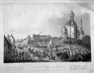 Vue du village de Waterloo le lendemain de la bataille, 19 juin 1815, 1816