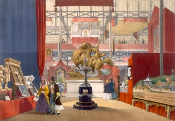 Vue du stand des instruments de musique Zollyverein à la Grande Exposition de 1851, de Dickinsons Comprehensive Pictures