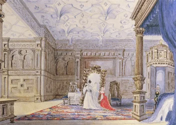 Vue de la chambre incrustée, Château de Sizergh, Cumbria, c.1840