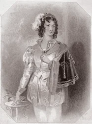 Viola (La Nuit des rois) dans - « Galerie des femmes de Shakespeare, collection de quarante-cinq portraits sérieux par les premiers artistes de Londres, enrichie de notices critiques et littéraires » vers 1838 - de « Galerie des femmes de Shakespeare »
