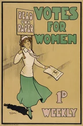 Votes for Women, extrait de The Suffragette, publié en 1912 (lithographie couleur)