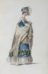 Robe de marche, planche de mode de Ackermanns Repository of Arts