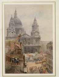 Regardant les célébrations du jubilé de la reine Victoria devant St. Paul