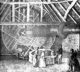 Treuil de puits actionné par un âne, vers 1870