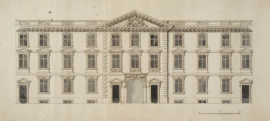 Façade ouest du nouveau bâtiment proposé pour le Garden Quadrangle à New College, vers 1680