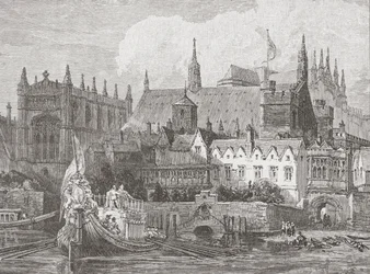 Westminster Hall vu depuis la Tamise sous le règne de Charles Ier, vers 1625-49