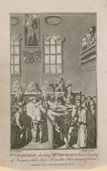 William Johnson tirant sur M. Spurling, chef geôlier de Newgate, tandis que Jane Housden (alors en procès) l
