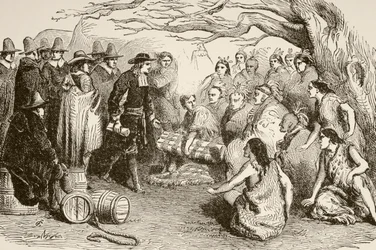 William Penn fait un traité avec les Indiens Delaware ou Lenape en 1682