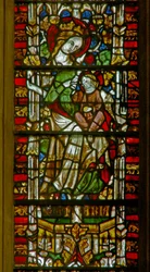 Fenêtre E1 représentant la Vierge Marie