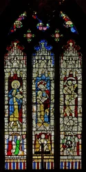 Fenêtre Ew représentant Saint Jean-Baptiste, Sainte Anne et la Vierge Marie avec Saint Christophe