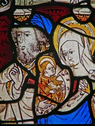 Fenêtre Ew représentant Sainte Marie Salomé, Zébédée avec le jeune Saint Jean