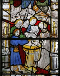 Fenêtre représentant les Sept Sacrements : Baptême