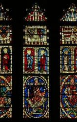 Fenêtre représentant des figures généalogiques incluant Obed