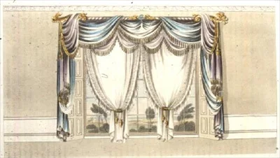Draperies de fenêtre, planche 110 de Ackermann