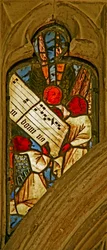 Fenêtre n2 représentant la chorale angélique avec une partition musicale