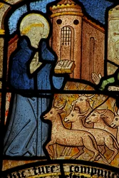 Fenêtre n5 représentant le retour des bœufs volés de Saint Neot