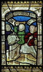 Fenêtre n°6 représentant Saint Georges monté par le fils du roi