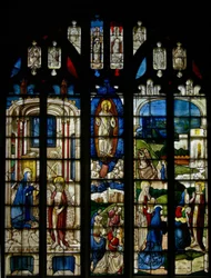Fenêtre s3 représentant la Transfiguration et les scènes de la Résurrection