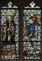 Fenêtre s4 représentant un saint roi et Saint Christophe