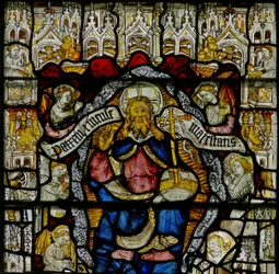 Fenêtre w24 représentant le Te Deum : Dieu et les anges