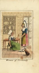 Femmes de Normandie, France, dans une cuisine