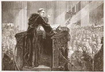 Zwingle prêchant dans la cathédrale de Zurich, illustration de L