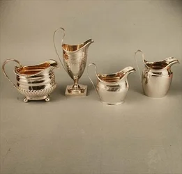 Collection de cruches à crème, toutes de la période George III (1760-1820)